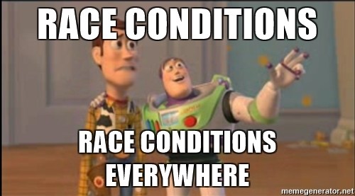 Preventing race conditions in Docker
